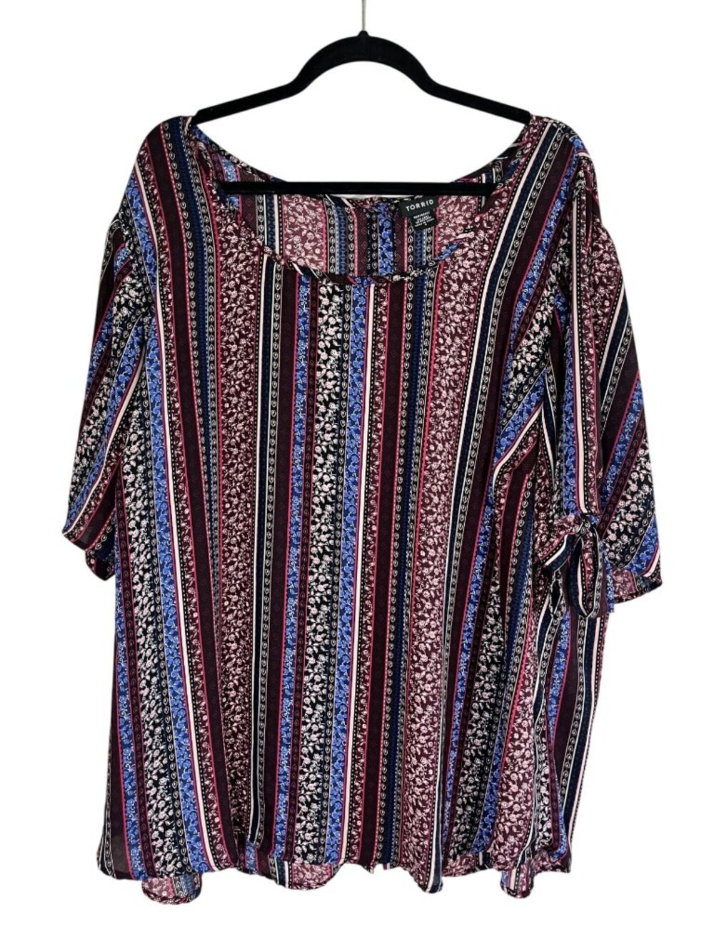 Torrid Floral Striped Top 4X Boho Indie Festival Resort Preppy Chic Hippie Artsy